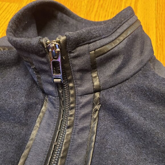 Calvin Klein Premium Wool Jacket With Faux Leather Denim Trim Size Medium - Picture 9 of 12